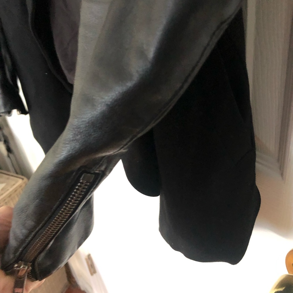 Theory Open Blazer with Faux Leather Sleeves - Picture 7 of 9